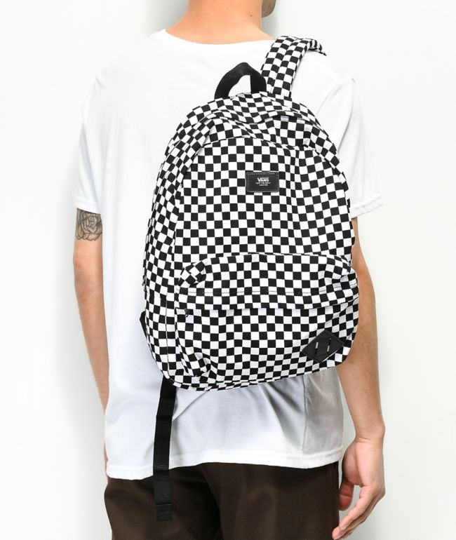 vans realm backpack in cream hawaiian print